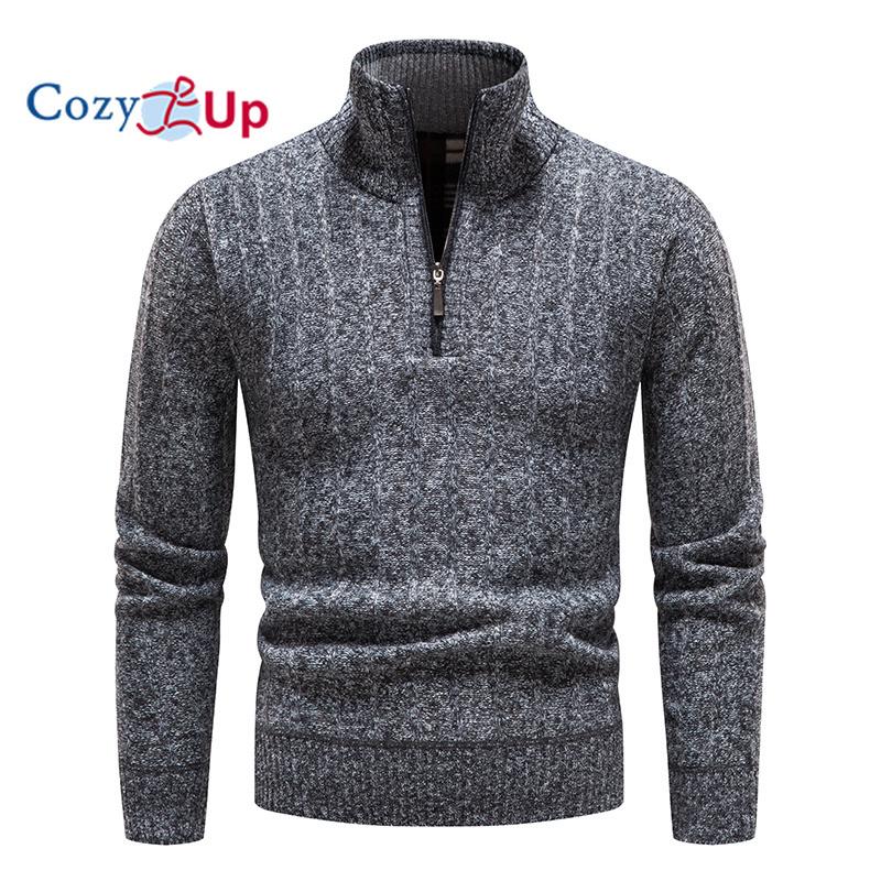 Cozy Up Новый свитер, мужской флисовый теплый пуловер с длинными рукавами и воротником-стойкой
