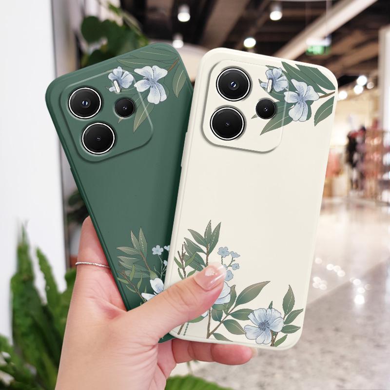 Чехол для телефона "Цветы встречи" для Xiaomi Redmi Note 14 13 12 12S 11 11S 10 10S 9 9S 15 15C 14C Pro Plus 4G 5G Жидкий силикон Покрытие