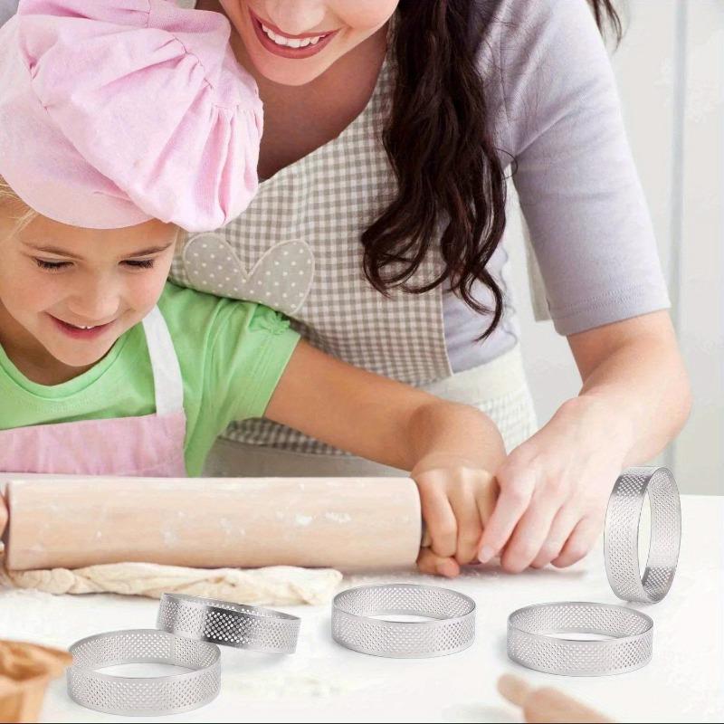 12Pcs Oval Round Muffin Tart Rings Stainless Steel Porous Tart Ring Perforated Cake Mousse Mold Cookies Cutter Pastry Quiche Mold Tool