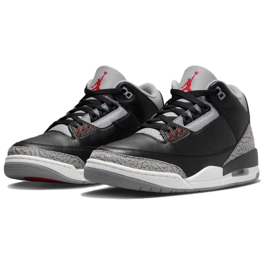 Air Jordan 3 Retro OG Black Cement 2024 Unisex Sneakers Fire-Red Cement-Grey Sail DN3707-010