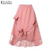 Women Summer Elastic Waist Lace Floral A-Line Skirts