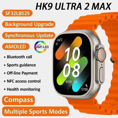 2024 Новые мужские умные часы HK9 UTLRA 2 MAX AMOLED HD с высоким обновлением Женские умные часы IP67 Водонепроницаемые Поддержка Bluetooth Call NFC