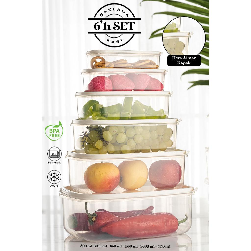 Набор из 6 прямоугольных прозрачных контейнеров для хранения конфет емкостью 300–500 мл 800 мл 1200 мл 1900 мл 2900 мл