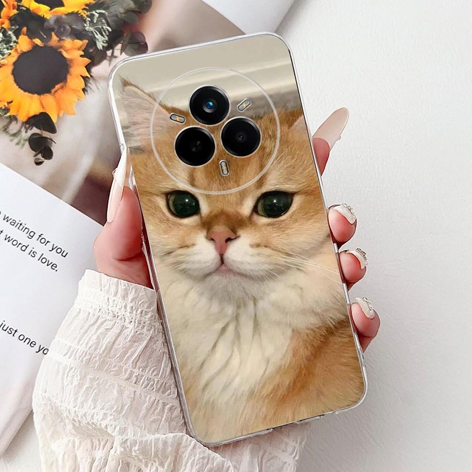 Для Realme 14 Pro 14Pro+ Элегантный чехол для телефона с цветочным принтом и кошкой Для Realme 14 Pro Plus 14Pro 5G Мягкие силиконовые ТПУ чехлы