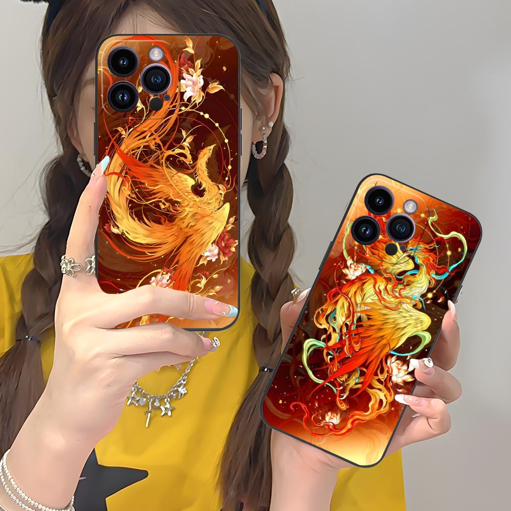 Роскошный Чехол для Мобильного Телефона Феникс для iPhone 17 16 15 14 13 12 11 X XR XS 8 7 Air Pro Max Plus Mini Красочный Чехол Красивый