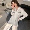 Spring 11 new women's long-sleeved trousers cardigan pajamas cover homewear ice silk solid color simple live broadcast