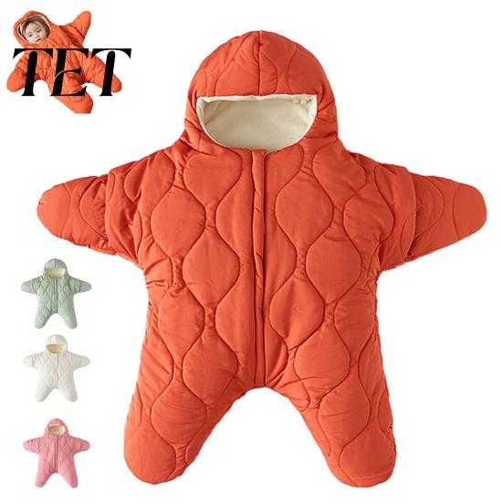Cozy Fleece Jumpsuit Baby Starfish Onesie for Newborns 0-12 Months, Zipper Hooded Star Costume, Soft Cotton Sleeping Bag Sherpa Lined Infant Halloween