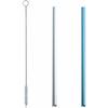Idea Sekikawa Aluminum Cool Straws, Short, Set of 2, Blue, with Cleaning Brush, Made In Japan