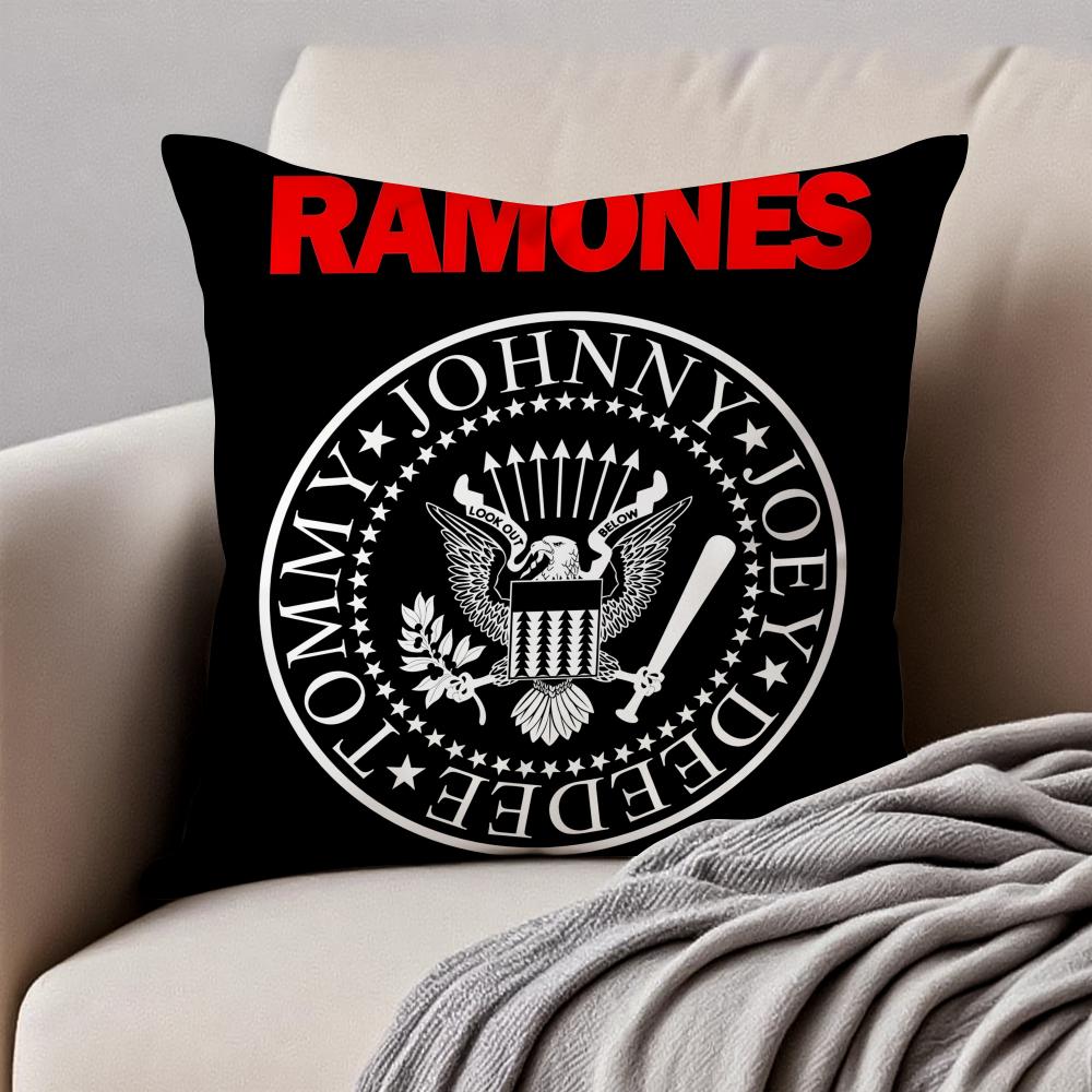 Band Punk RRamones Cushion Cover Pillowcase Antidustmite Invisible Zipper Short Plush Sofa Cushion