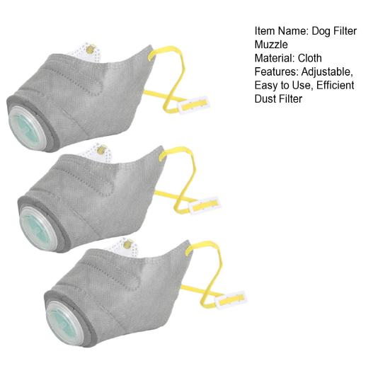 3 Pcs Reusable Dog Air Filter Muzzle Adjustable Anti Dust Dog Face Cushion