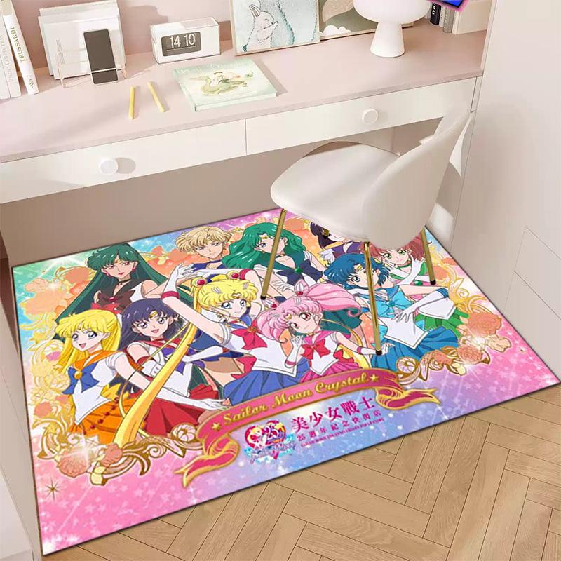 Cute cartoon theme Sailor Moon Tsukino Usagi cartoon rug Multifunctional household anti-slip decorative door mat, outdoor floor mat, and carpet Y6
