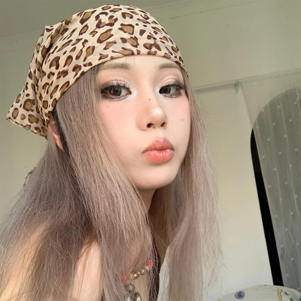 Thin Headband Leopard Print Neckerchief Fashionable Hairband Women