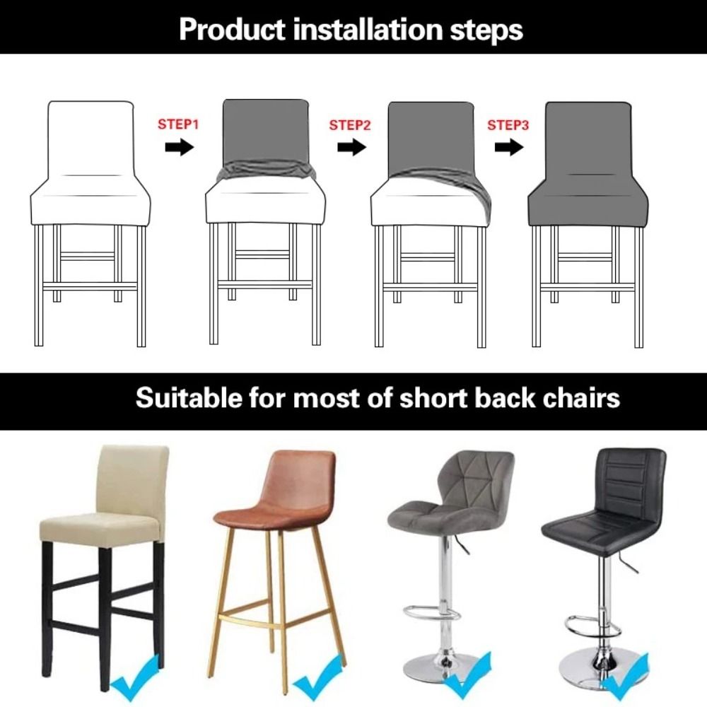 Elastic Stretch Counter Height Bar Stool Cover Dustproof Bar Stool Seat Covers Dining Room