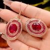 Jewelry Simulation Red Corundum Egg-Shaped Rose Gold Texture Set Bead Main Stone 10 * 12