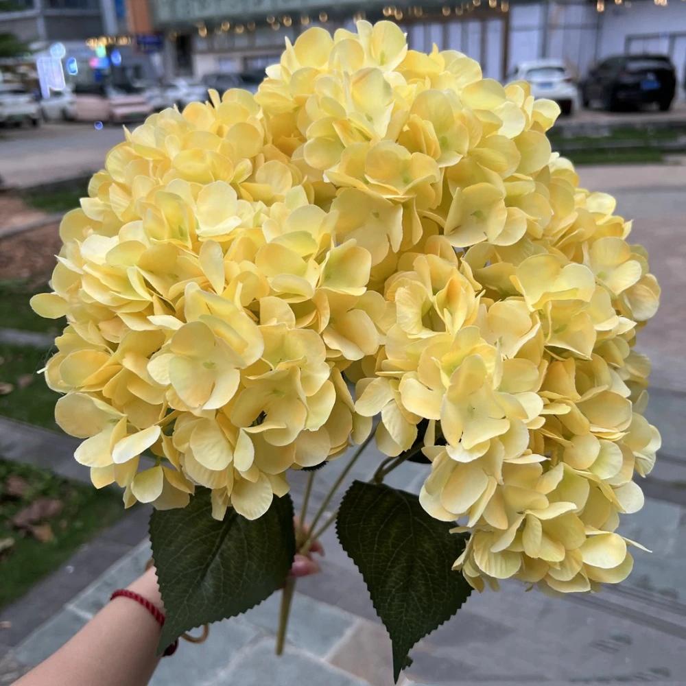 5 Головок Искусственный Цветок Гортензии Шелковый DIY Свадебный Букет из Гортензий Большого Размера Имитация Свадебной Цветочной Композиции для Домашней Вечеринки Свадьбы