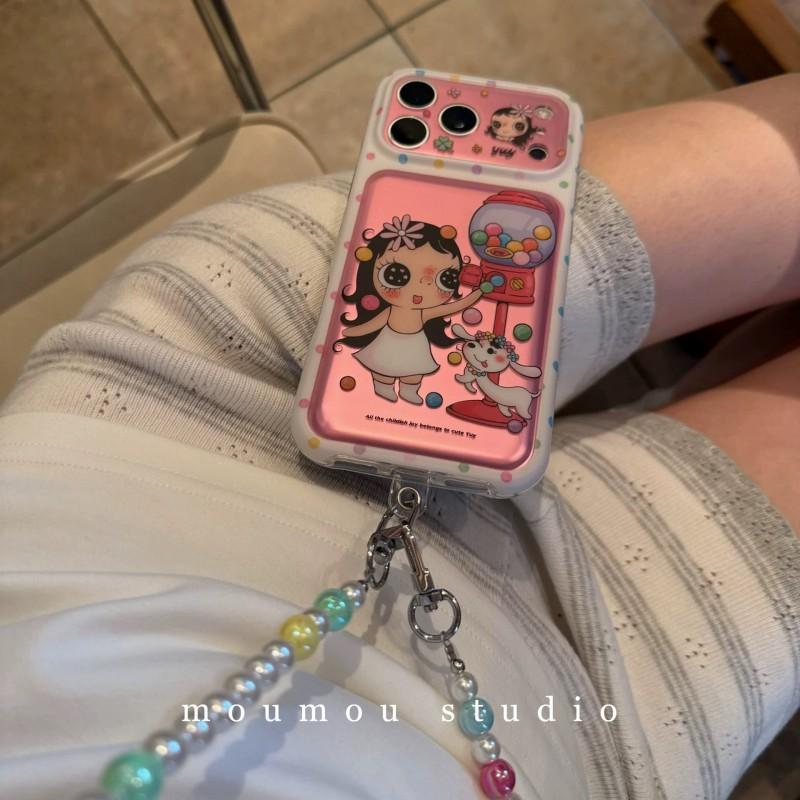 Cute Retro Gashapon Vending Machine Phone Case IPhone 15 16 17 Pro Max With Detachable Chain Strap