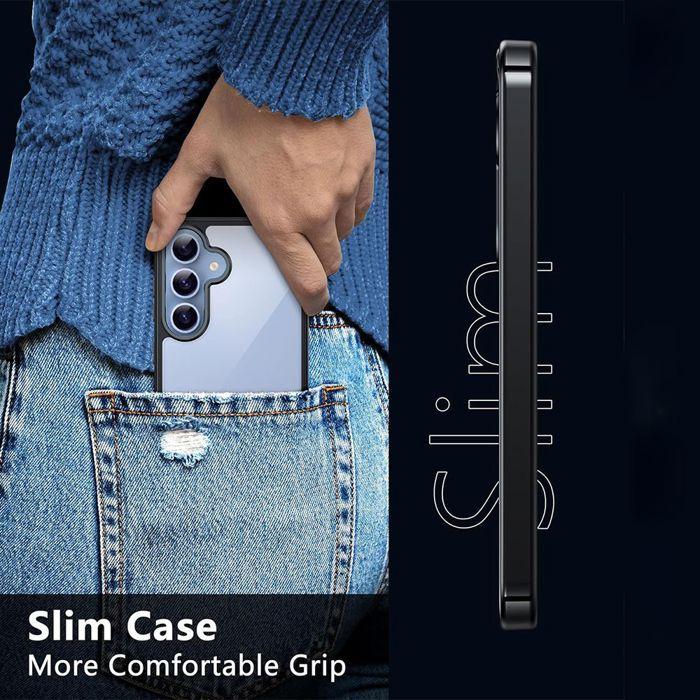 Coque pour Samsung Galaxy A37 5G, Protection Antichoc Silicone Noir avec Dos Transparent PC Rigide