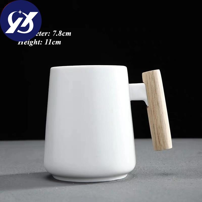 Ceramic Large Capacity Coffee Mug with Wooden Handle Office Water Tea Cup Milk Mug Drinkware