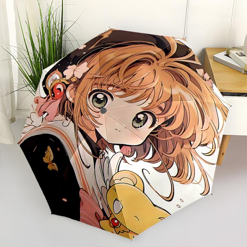 1 шт. Автоматический складной зонт Cardcaptor Sakura, 3-сложный, с железным каркасом для использования на улице - Идеальный подарок для фанатов, путешественников, для повседневного использования!C07
