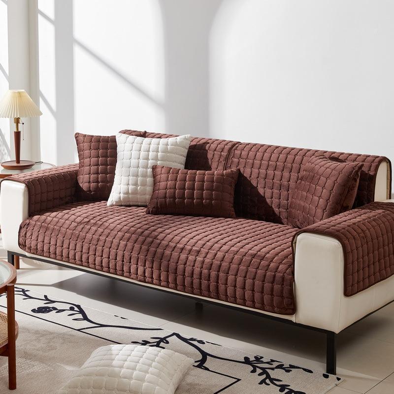 Универсальная плюшевая подушка для дивана на все четыре сезона, плюшевая кожа, нескользящая, утолщенная подушка, простой современный всеобъемлющий чехол на диван