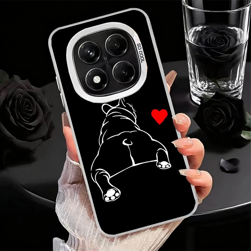 Французский бульдог Черный Дизайн Мягкий Чехол для Телефона для Xiaomi Redmi Note 13 14 15 Pro Plus 12S 12 11S 11 11T 10S 10 Ударопрочный Чехол Ba