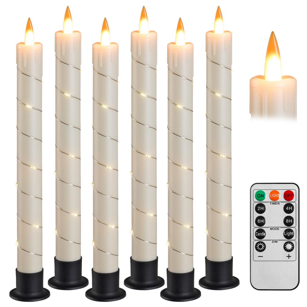 Plastic LED Pillar Candles Ivory White Single-sided Fire-free Home Decoration Party Halloween Christmas Easter New Year Remote