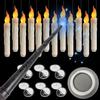 12 Pcs Floating Candles with Wand Remote Magic Hanging Flameless LED Taper Candles Battery Operated Flickering Candlestick with Warm Light