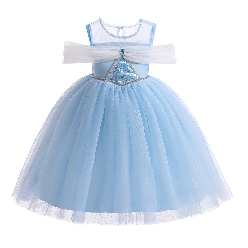 2-10Y Girls Princess Cosplay Aurora Cinderella Mermaid Dress Kids Costume Fancy Clothes Birthday Carnival Party Ball Gown