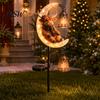Christmas Seasonal Landscaping Decor Highland Cow Moon Solar Garden Light, Metal Waterproof Powered Path Lights Stake Outdoor Yard Lawn Decoration
