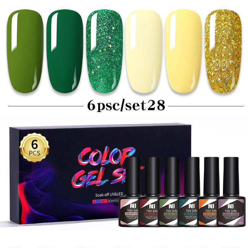 Набор клея для лака для ногтей 8 мл 6 бутылочек в коробке клей для дизайна ногтей Barbie японский цветной клей для ногтей клей для фототерапии
