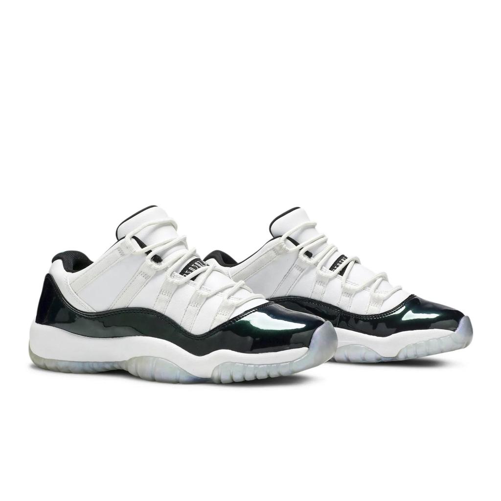 Air Jordan 11 Retro Grade School 'Emerald' (Unisex) White / Emerald Rise-Black Vintage Basketball Shoes 528896 145