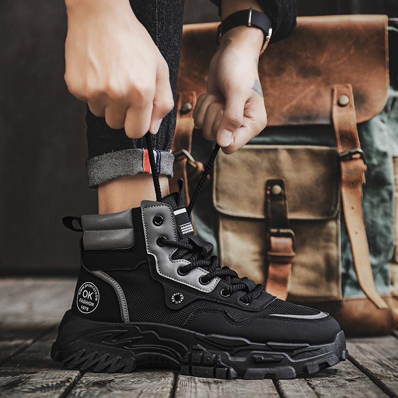 Мужские повседневные короткие ботинки, модные осенние дышащие тренировочные ботинки, легкие нескользящие походные ботинки для активного отдыха, мужская обувь на платформе