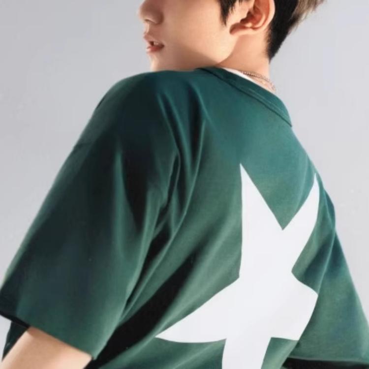 Converse T Shirts Men's Green Crew Neck Moderate Straight Fit MCH600-EIE