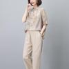 2024 Summer Women's National Style Cotton Linen Two-Piece Set for Curvy Figures