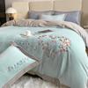 Light Luxury Autumn and Winter Milk Velvet Four-piece Bed Sheet Quilt Cover Bed Coral Velvet Embroidered Quilt Cover Warm Thickened Flannel