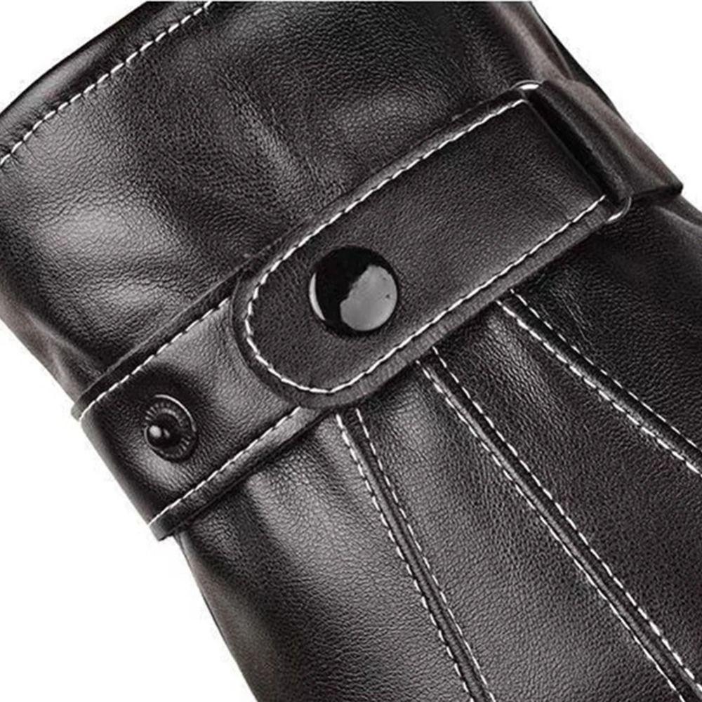 Thickened PU Leather Gloves Thermal Fleece Winter Gloves New Touch Screen Gloves Skiing