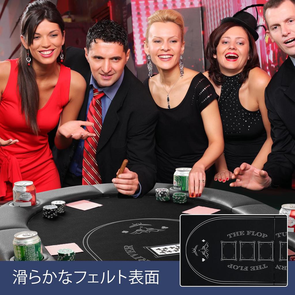 GOPLUS Poker Table for 8 People Folding Poker Mat Mahjong Table Complete Product Width 182 X Depth 82 X Height 75 Cm Padded Rail with Cup Holder Game