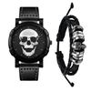 Skull Bangle Watch Seiko 2 Piece Skull Accessory Watch Steam Era Punk Clock Disc Watch Life Waterproof Manual Winding Leather Bracelet Leather Party