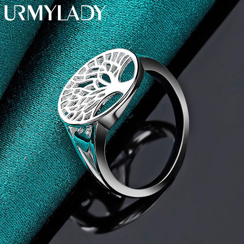 URMYLADY 925 стерлингового серебра Древо жизни 7-10 кольцо для женщин свадебный шарм помолвка мода простые ювелирные изделия