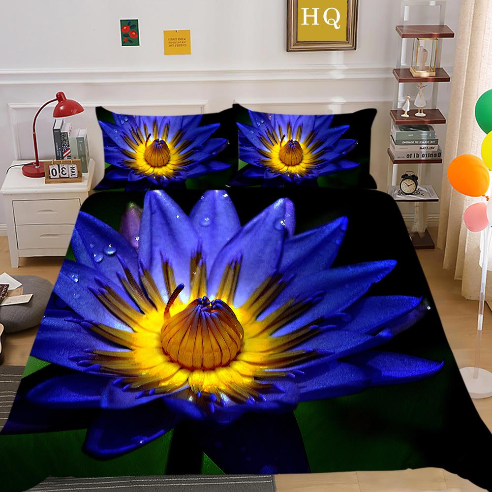 Комплект постельного белья из микрофибры с 3D принтом цветов, пододеяльник королевского размера, комплект постельного белья высокого качества для девочек, декор для спальни