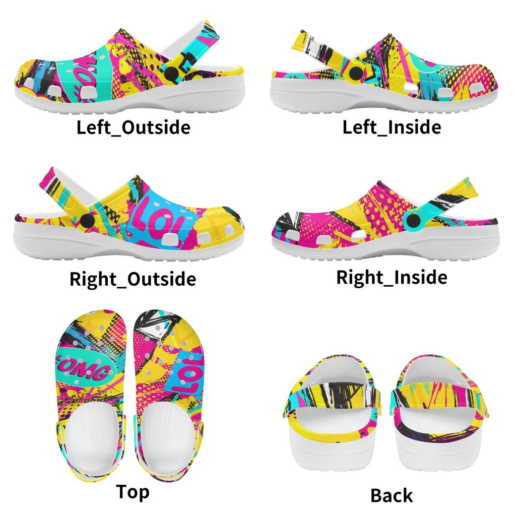 Lightweight EVA Clogs Unisex Printed Breathable Slip On Garden Shoes for Beach Pool Bathroom Home Summer Slippers Travel Wear