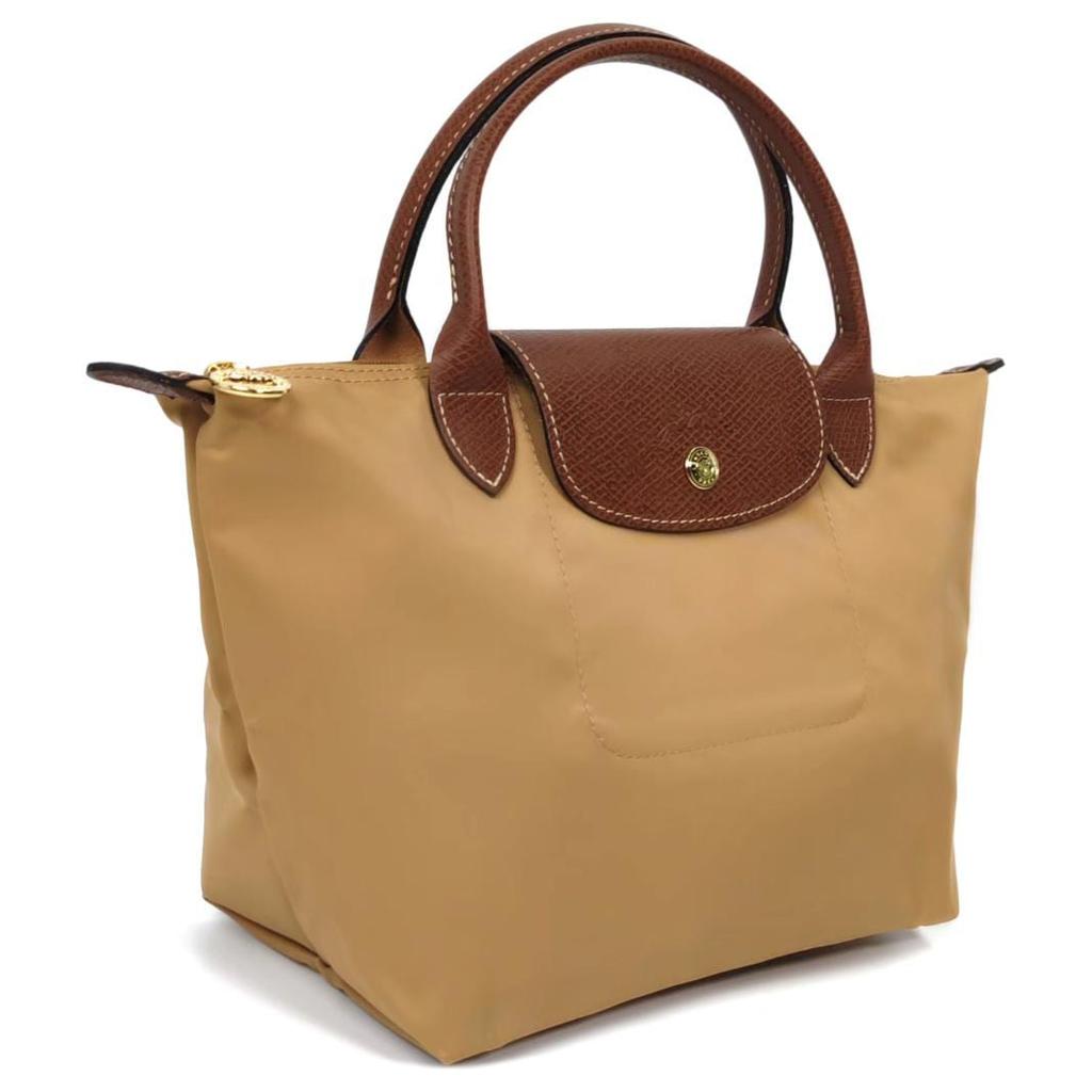 Longchamp Сумка-тоут Le Pliage из полиамидной канвы с кожаными деталями, маленькая женская, светло-рыжая 1621089P86