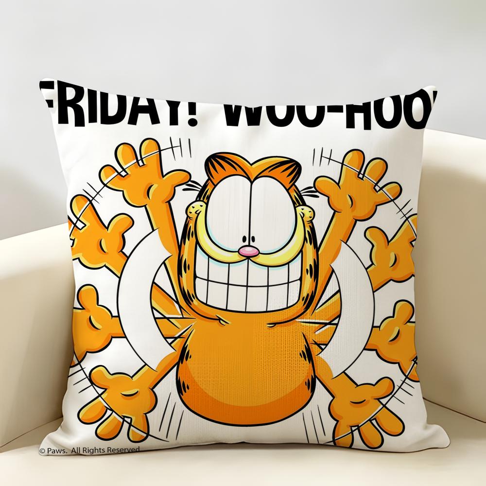 Cartoon Cute GGarfield Cushion Cover Natural Linen Organic Fabric DoubleSided Printing Room Sofa Decor Pillow Case