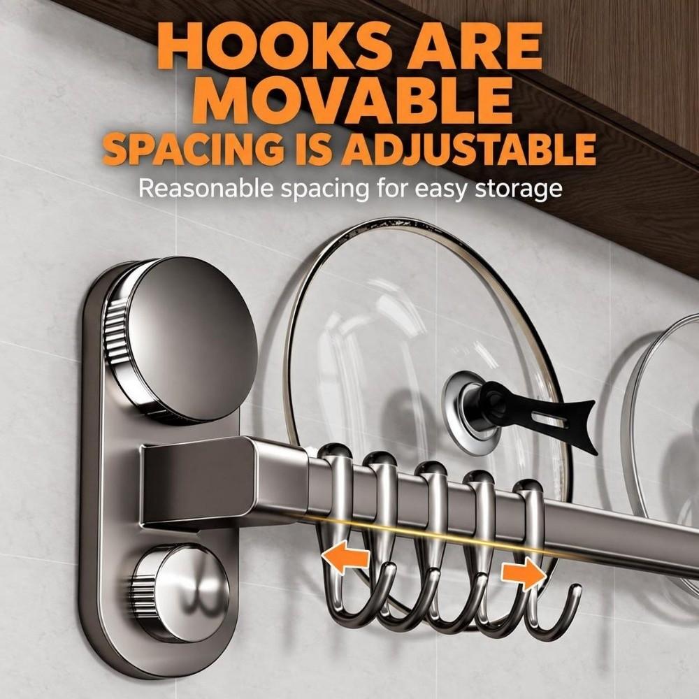 Removable Kitchen Hanging Rack 4 Suction Cups Wall Hooks Organizer Rack Door