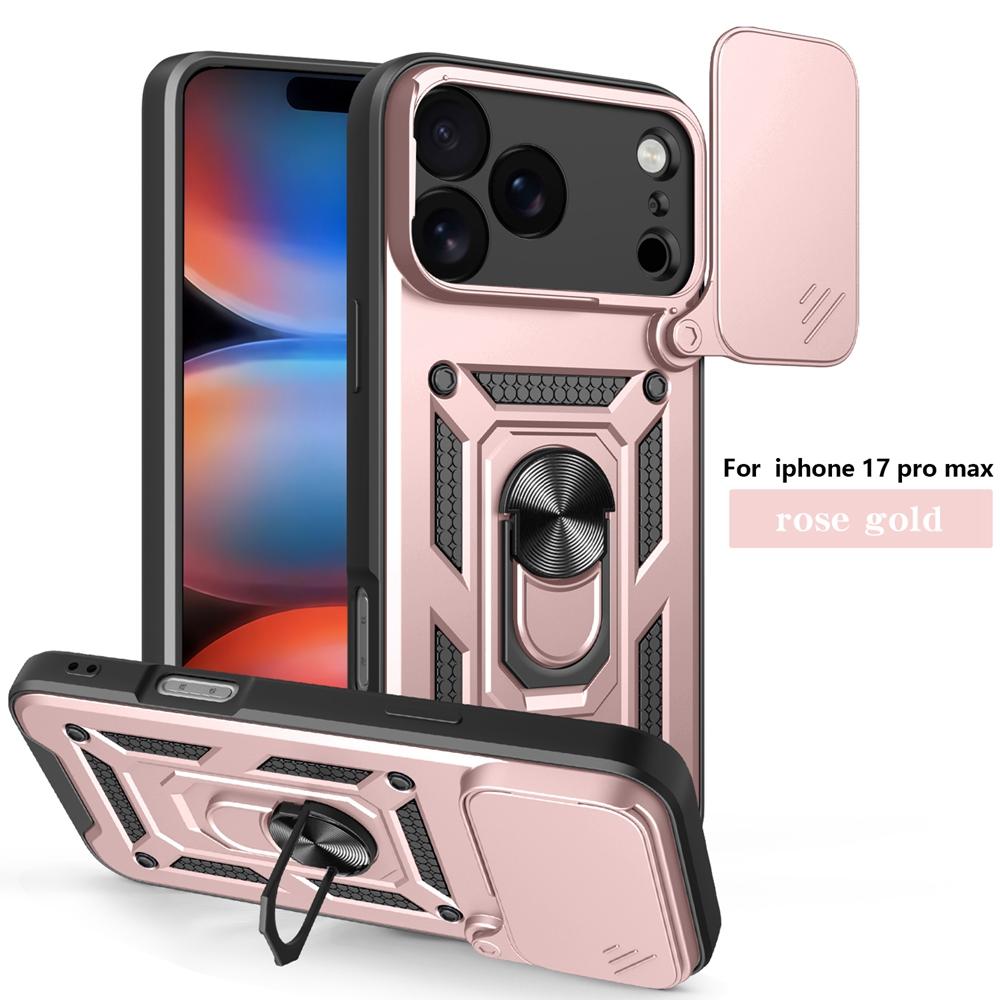 Чехол-бампер с защитой от падения и выдвижной камерой для iPhone 17 Pro Max 13 12 Mini 11 16 Pro 14 15 Plus 16E с магнитным кольцом-держателем