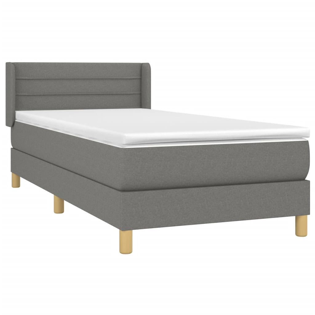 Box Spring Bed with Mattress Dark Gray 90x190 cm Fabric