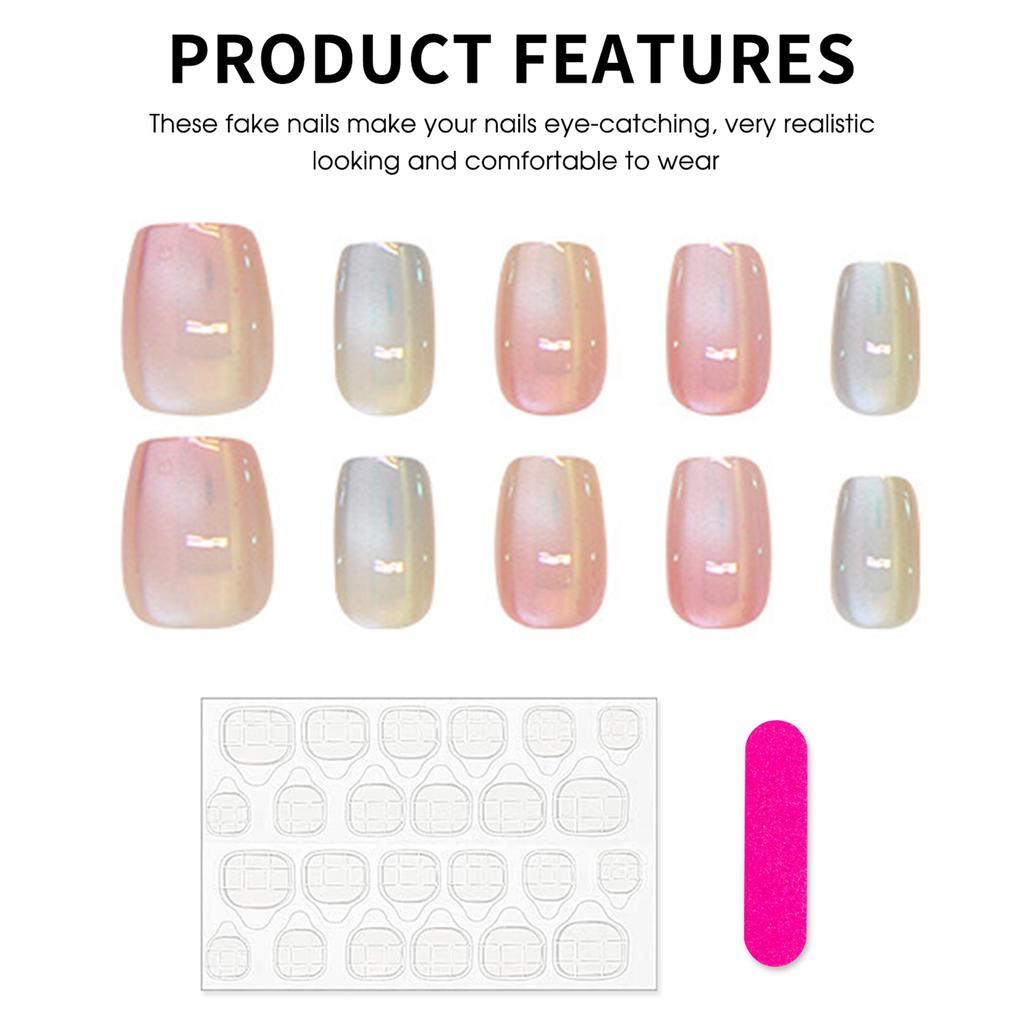 Gradients Cat Eyes Press on Nails Lightweight and Easy to Stick Fake Nail for Hot Girl Dress Matching
