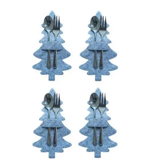 Christmas Tree Shaped Felt Knife Fork Mats Holiday Dining Table Centerpiece Decor for Christmas Parties and Festive Celebrations