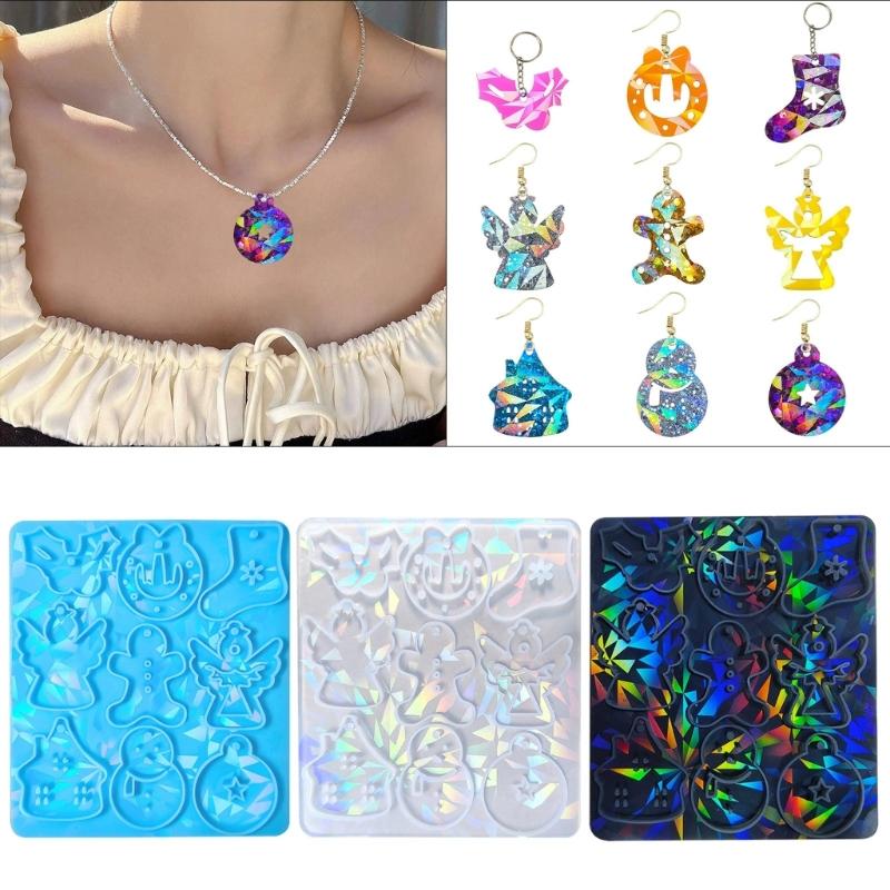 Combined Socks Holographic Light Shadow Ornaments Silicone Epoxy Keychain Mold DIY Pendant Jewelry for Valentines Gift