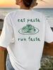 Eat Pasta Run Fasta Funny Graphic Casual T Shirt Oversize T Shirts Men Women T-shirt Leaf Round Neck Short Sleeve Tee Shirt